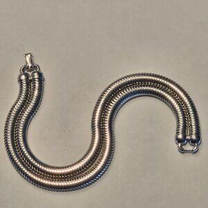 Heavy Vintage Forstner Sterling Silver Snake Double Strand Bracelet 7"